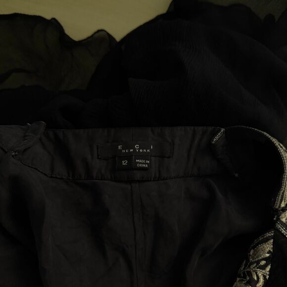 2000s black silk midi dress by ECI New York - Picture 8 of 8